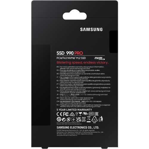 Samsung 990 Pro 2TB SSD 盒裝背面 - 產品規格與效能資訊